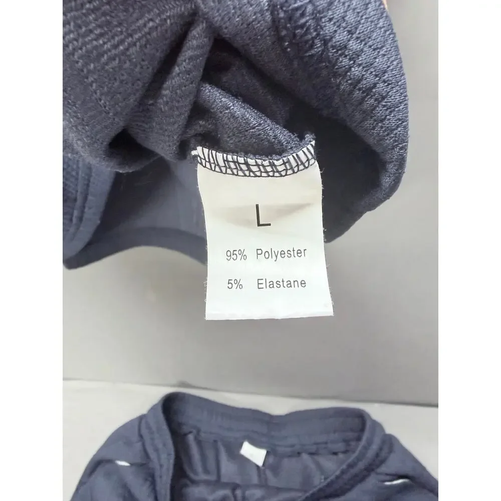 Mens Textured Knit 2 Piece Short Set Slate Blue Streetwear Lounge Suit Size L